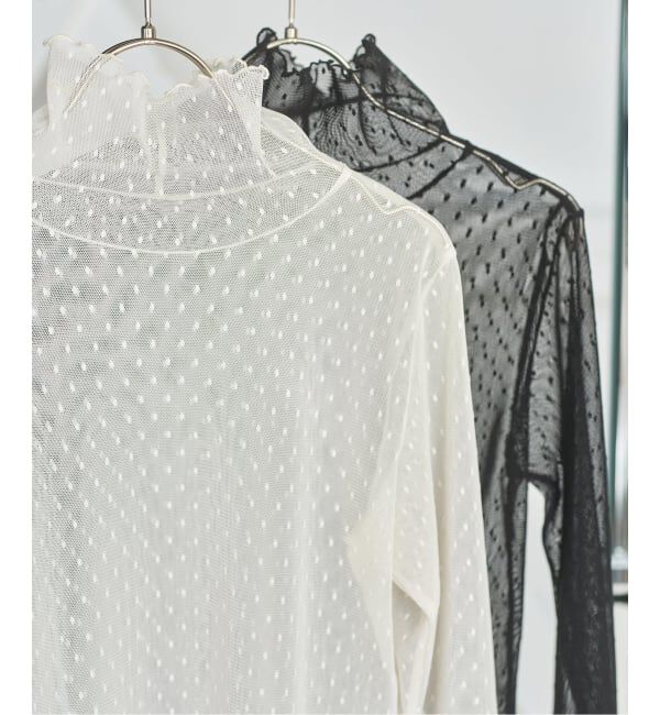 Spick and Span「《追加》ドットチュールハイネックプルオーバー」|Tシャツ・カットソー|ホワイト A