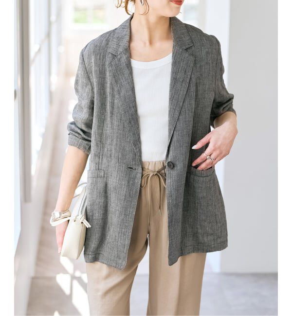 Spick and Span「《手洗い可》エアリーリネン1Bジャケット」|テーラードジャケット|