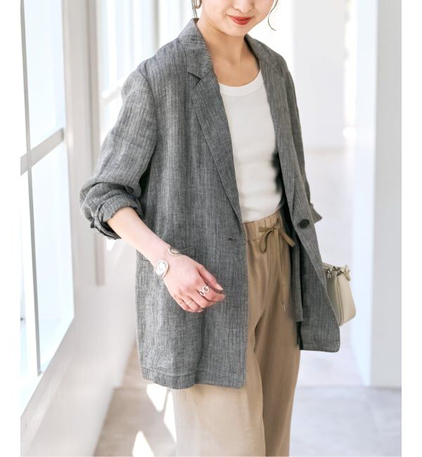 Spick and Span「《手洗い可》エアリーリネン1Bジャケット」|テーラードジャケット|
