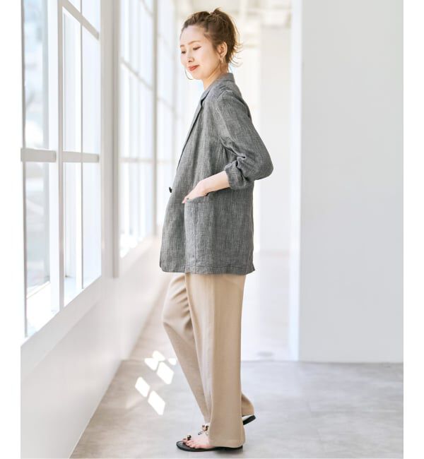 Spick and Span「《手洗い可》エアリーリネン1Bジャケット」|テーラードジャケット|