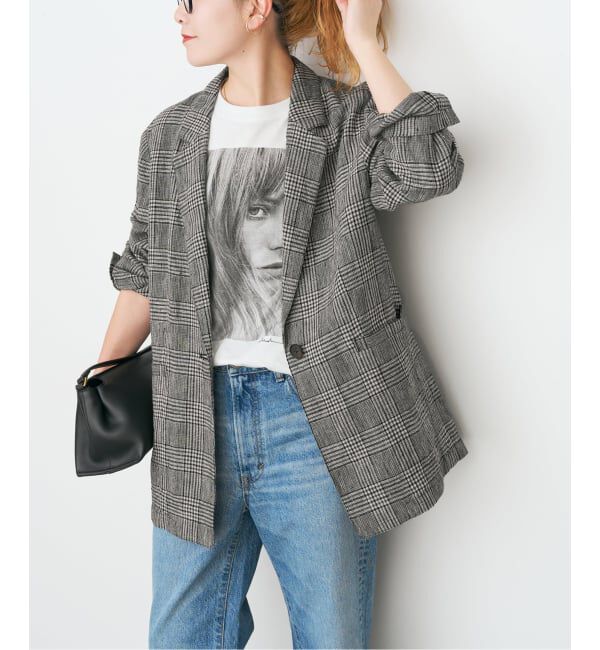 Spick and Span「《手洗い可》エアリーリネン1Bジャケット」|テーラードジャケット|ブラックベース