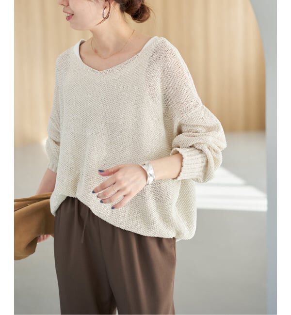 Spick and Span「《WEB限定カラー有り / 追加》ペーパーヤーン2WAYルーズプルオーバー」|ニット・セーター|