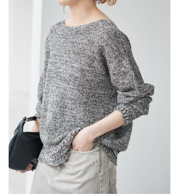 Spick and Span「《WEB限定カラー有り / 追加》ペーパーヤーン2WAYルーズプルオーバー」|ニット・セーター|ブラックベース