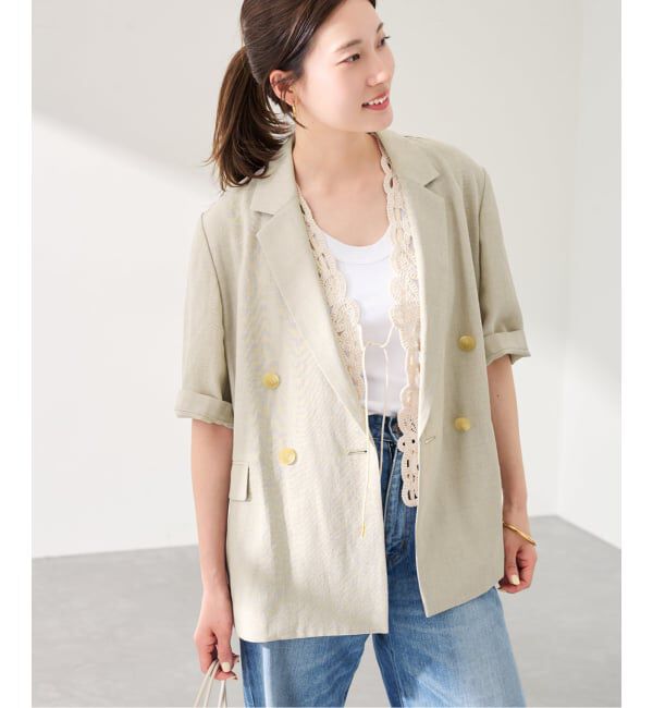 FRAMeWORK「ウォッシャブルハーフスリーブジャケット」|テーラードジャケット|