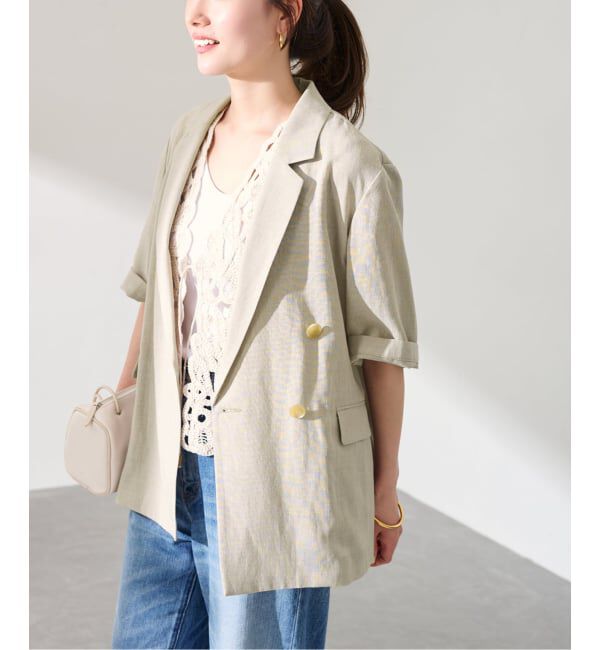 FRAMeWORK「ウォッシャブルハーフスリーブジャケット」|テーラードジャケット|