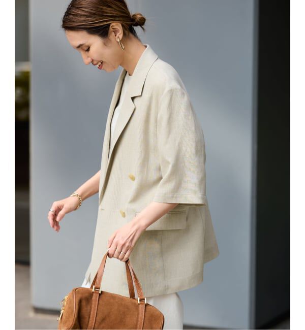 FRAMeWORK「ウォッシャブルハーフスリーブジャケット」|テーラードジャケット|