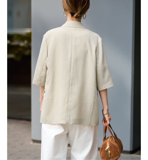 FRAMeWORK「ウォッシャブルハーフスリーブジャケット」|テーラードジャケット|