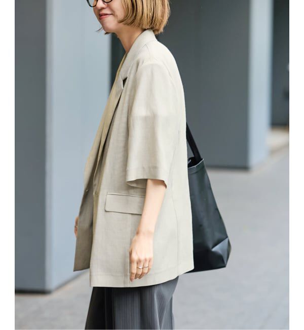 FRAMeWORK「ウォッシャブルハーフスリーブジャケット」|テーラードジャケット|