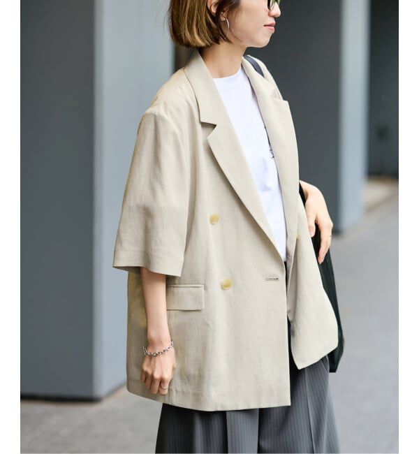 FRAMeWORK「ウォッシャブルハーフスリーブジャケット」|テーラードジャケット|