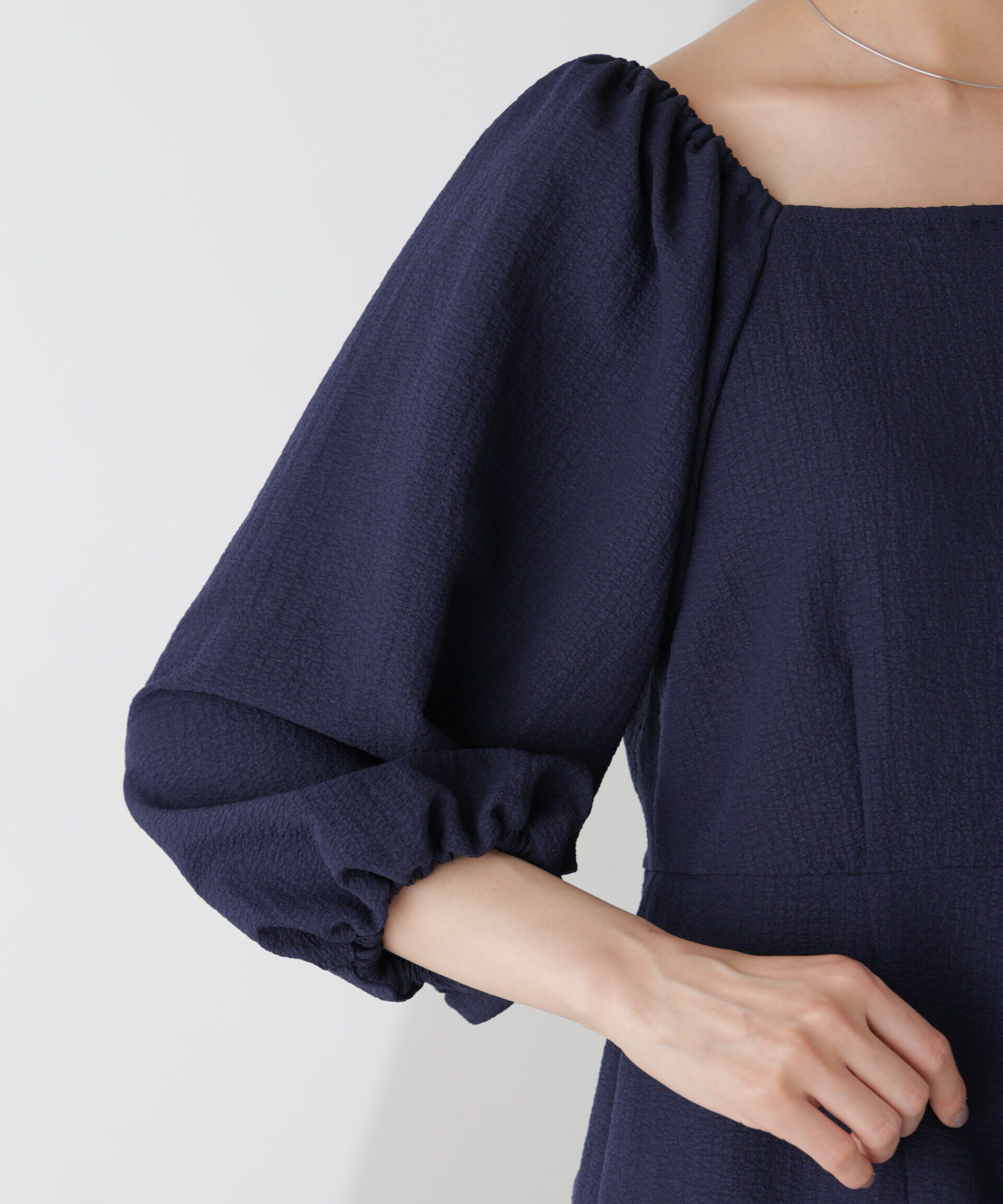 nano･universe「スクエアネックシアーサッカーブラウス」|シャツ・ブラウス|