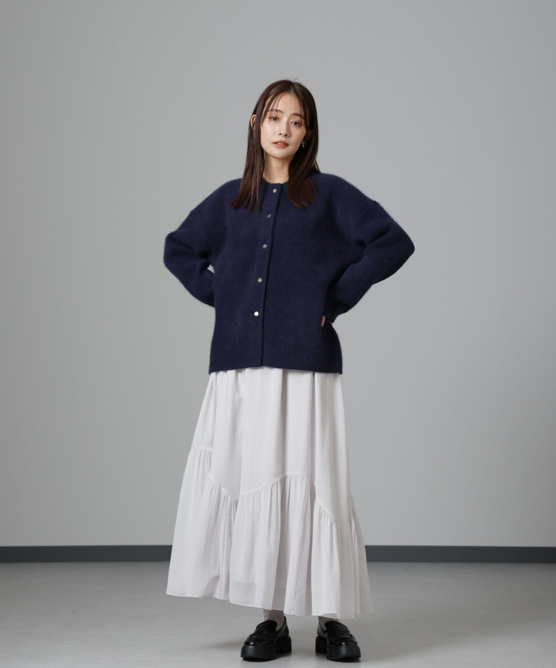 nano･universe「アシメティアードシフォンギャザースカート」|スカート|