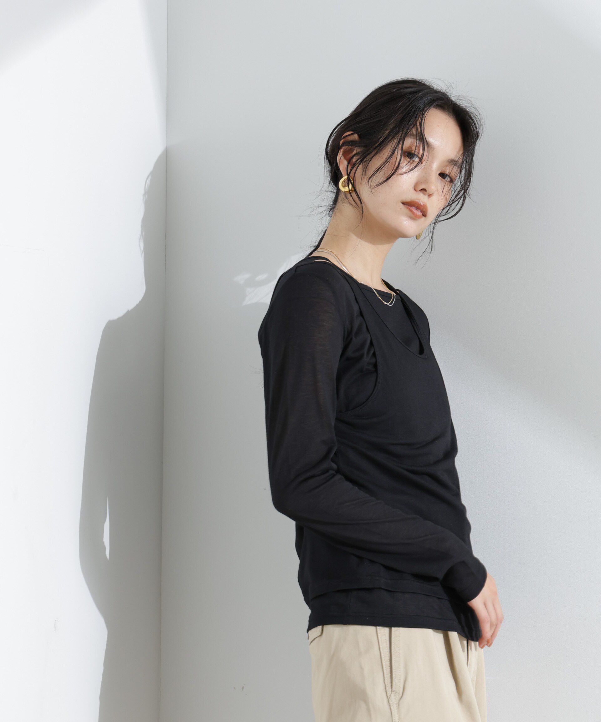 nano･universe「シアータンクトップ＋ロンTレイヤードセット」|Tシャツ・カットソー|