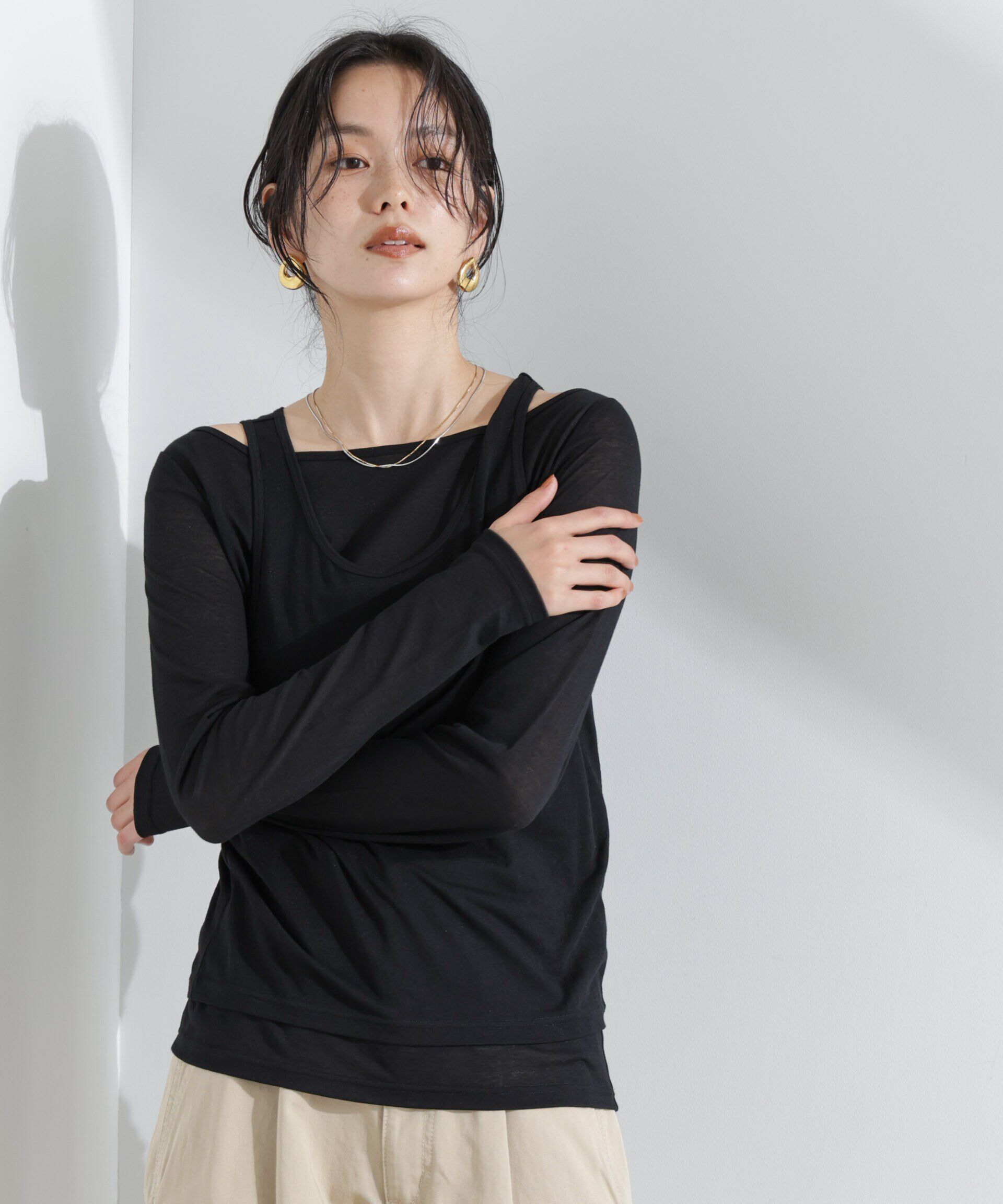 nano･universe「シアータンクトップ＋ロンTレイヤードセット」|Tシャツ・カットソー|