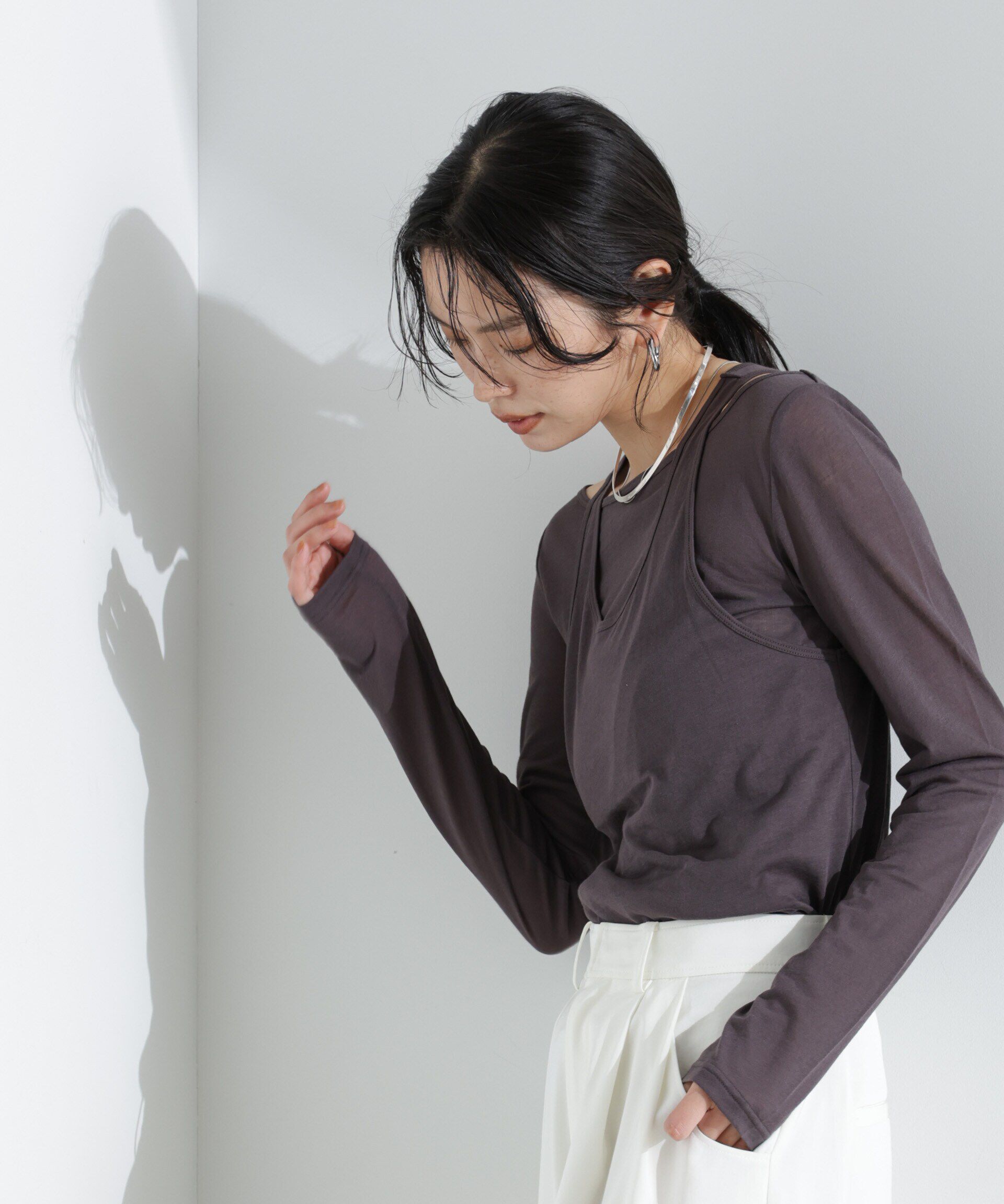 nano･universe「シアータンクトップ＋ロンTレイヤードセット」|Tシャツ・カットソー|