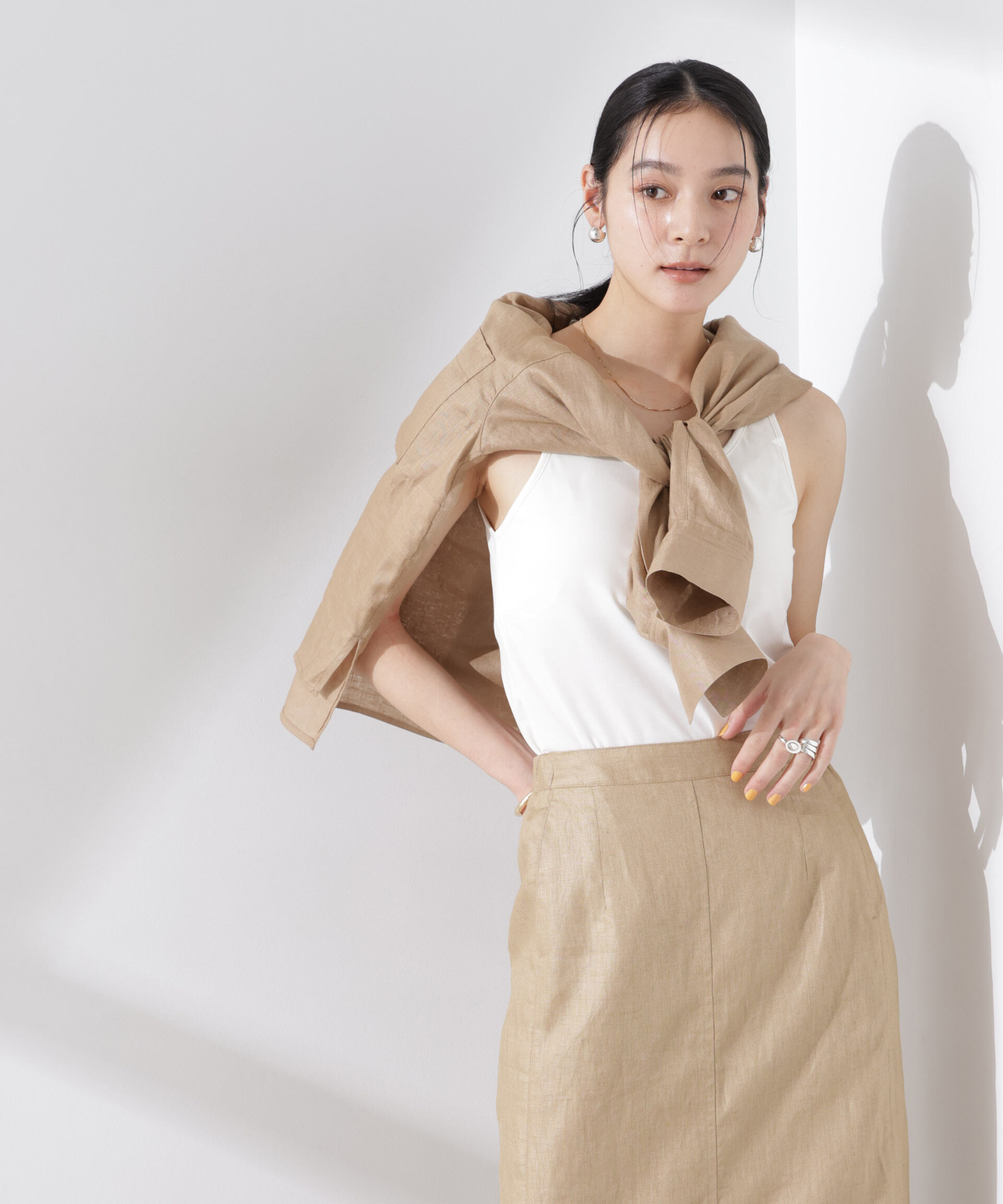 nano･universe「ストレッチポンチカップ付きバックオープンタンクトップ」|Tシャツ・カットソー|