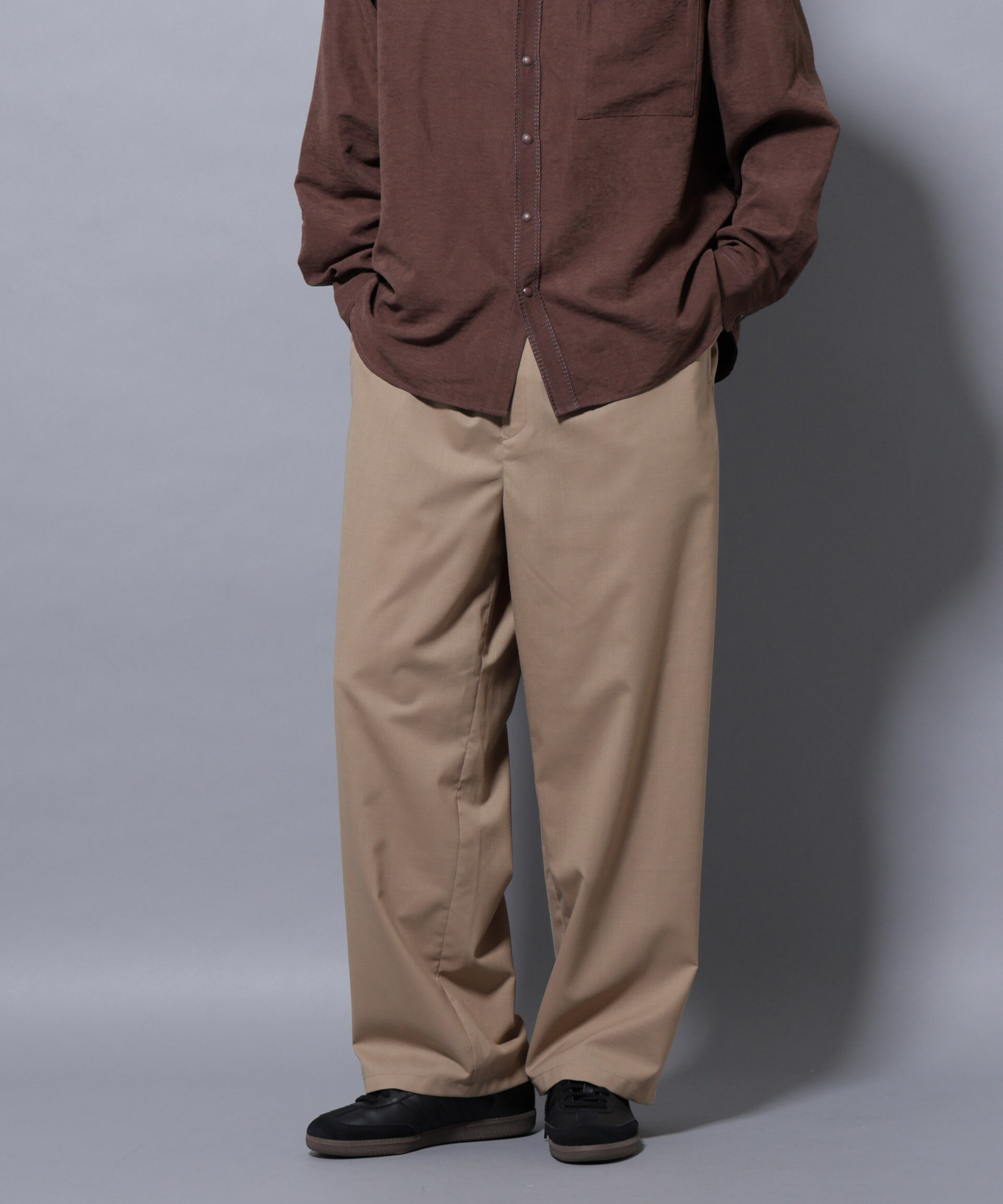 nano･universe「「大人のワイドパンツ」TWソロテックスワイドイージースラックス」|チノ|ベージュ