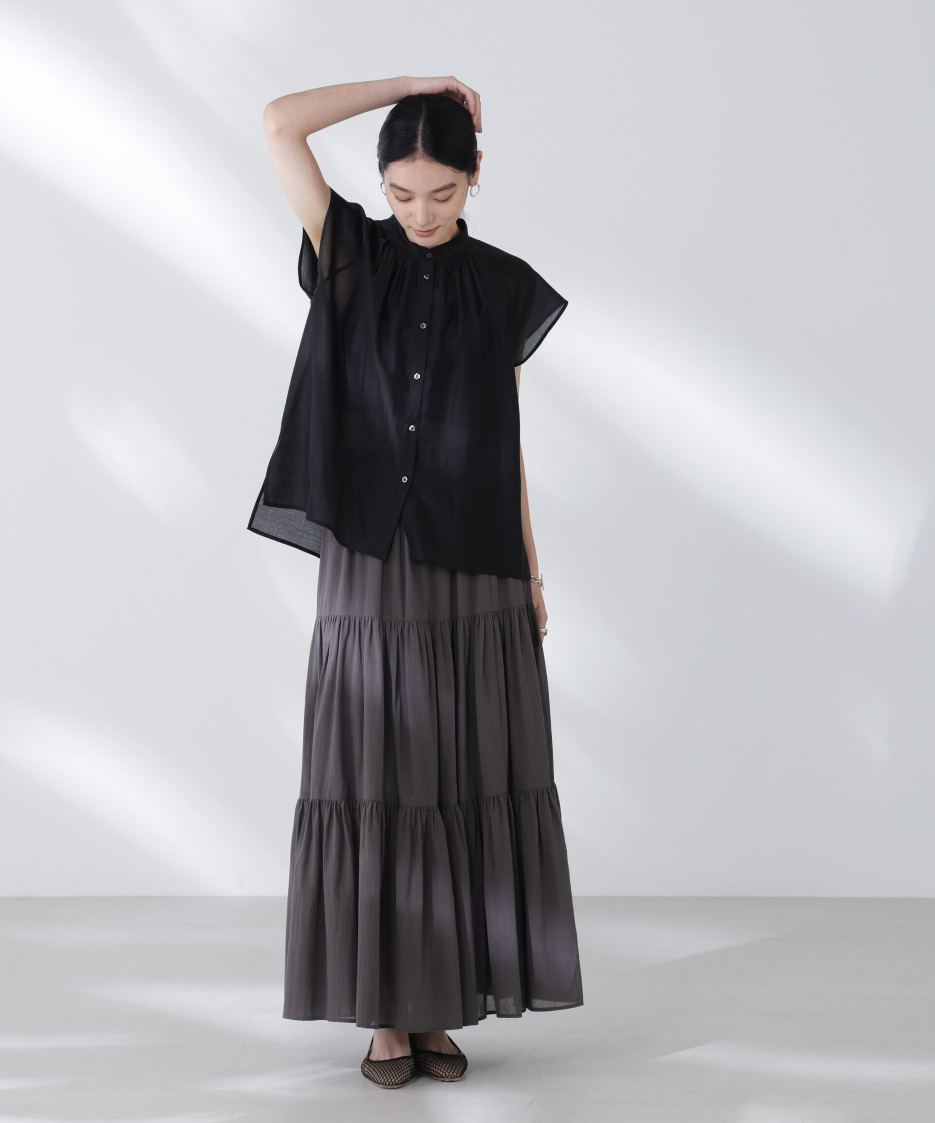 nano･universe「コットンシフォンティアードスカート」|スカート|