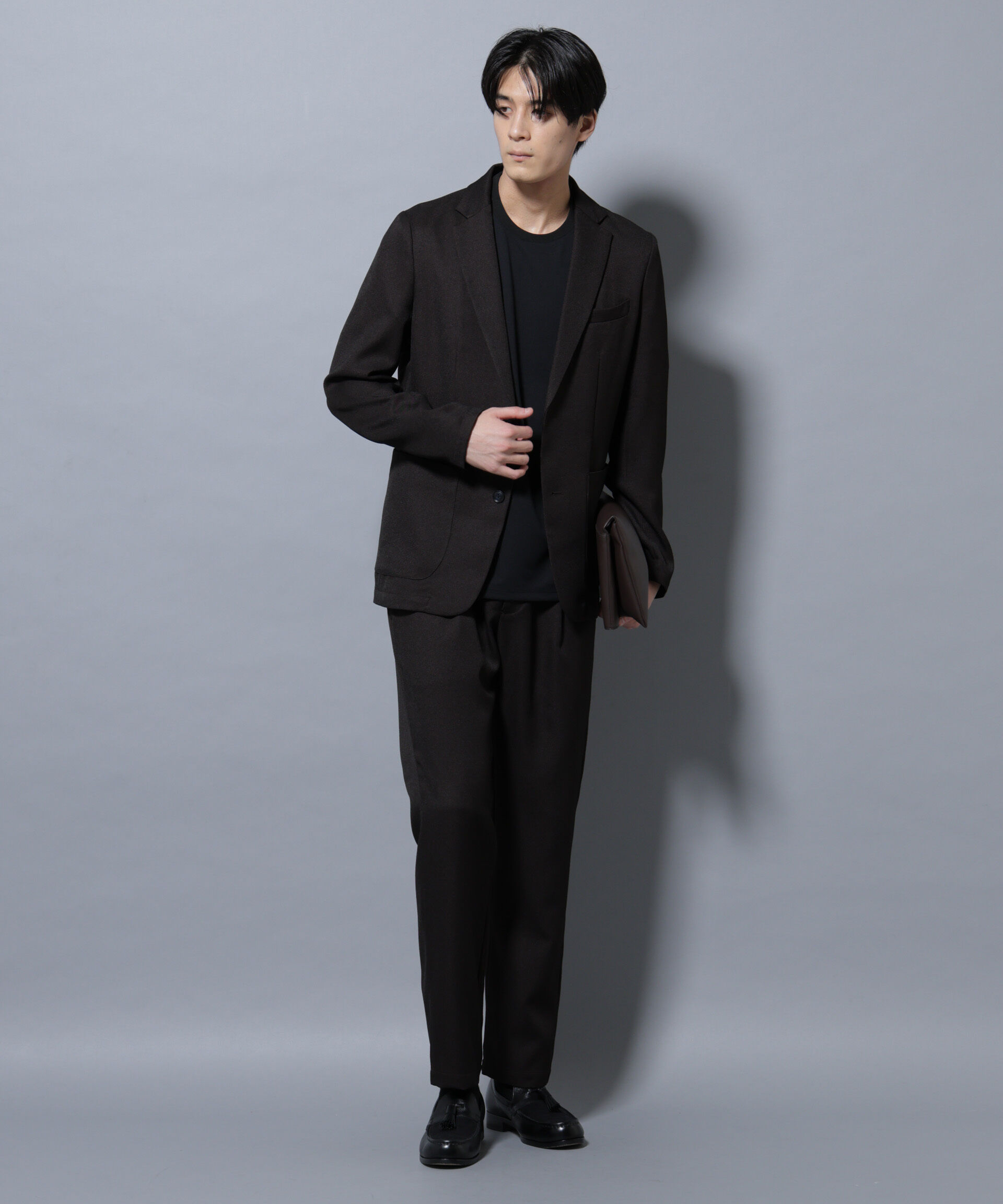 nano･universe「シャンブレーツイルセットアップ」|スーツ|D.ブラウン2