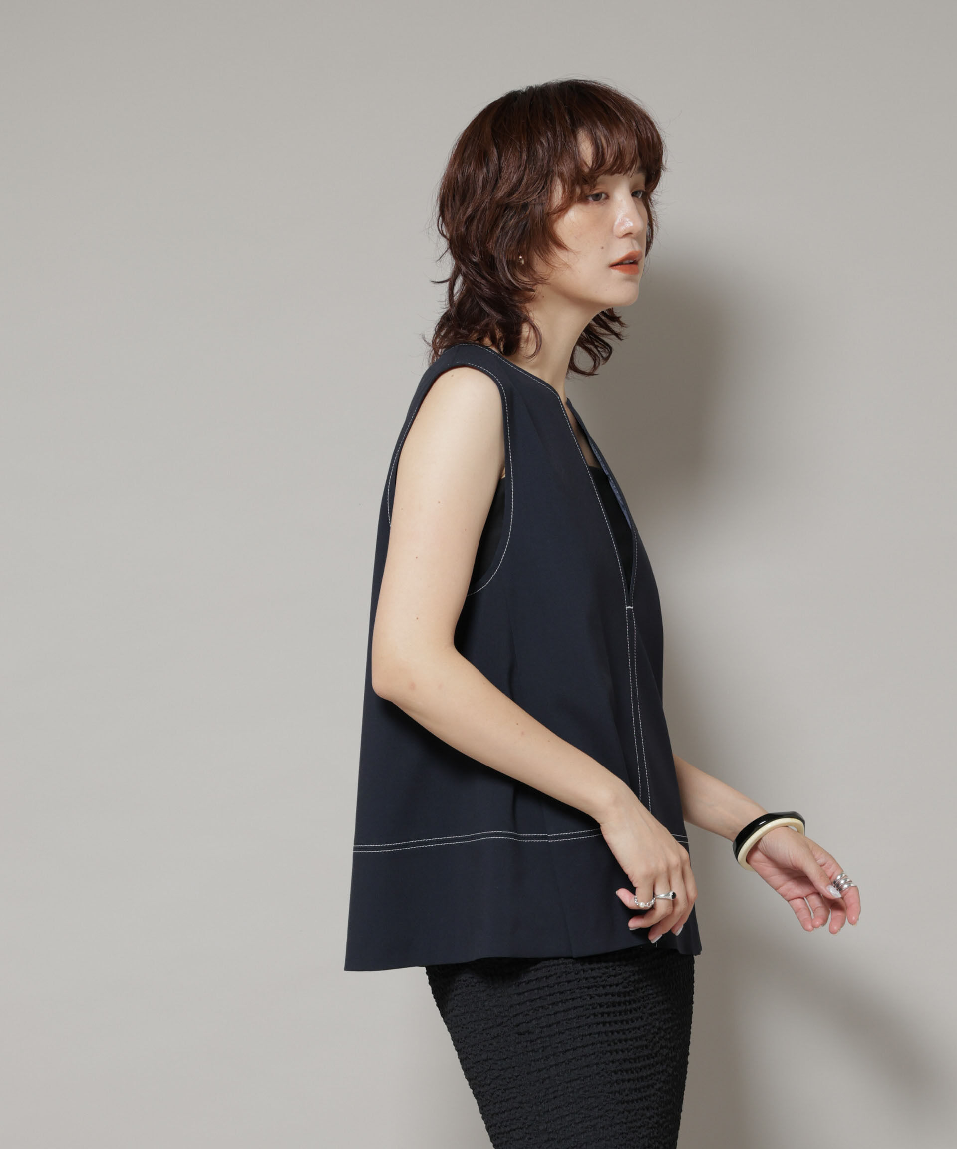 nano･universe「ドライウェザーストレッチバイカラーステッチベスト(セットアップ可)」|シャツ・ブラウス|