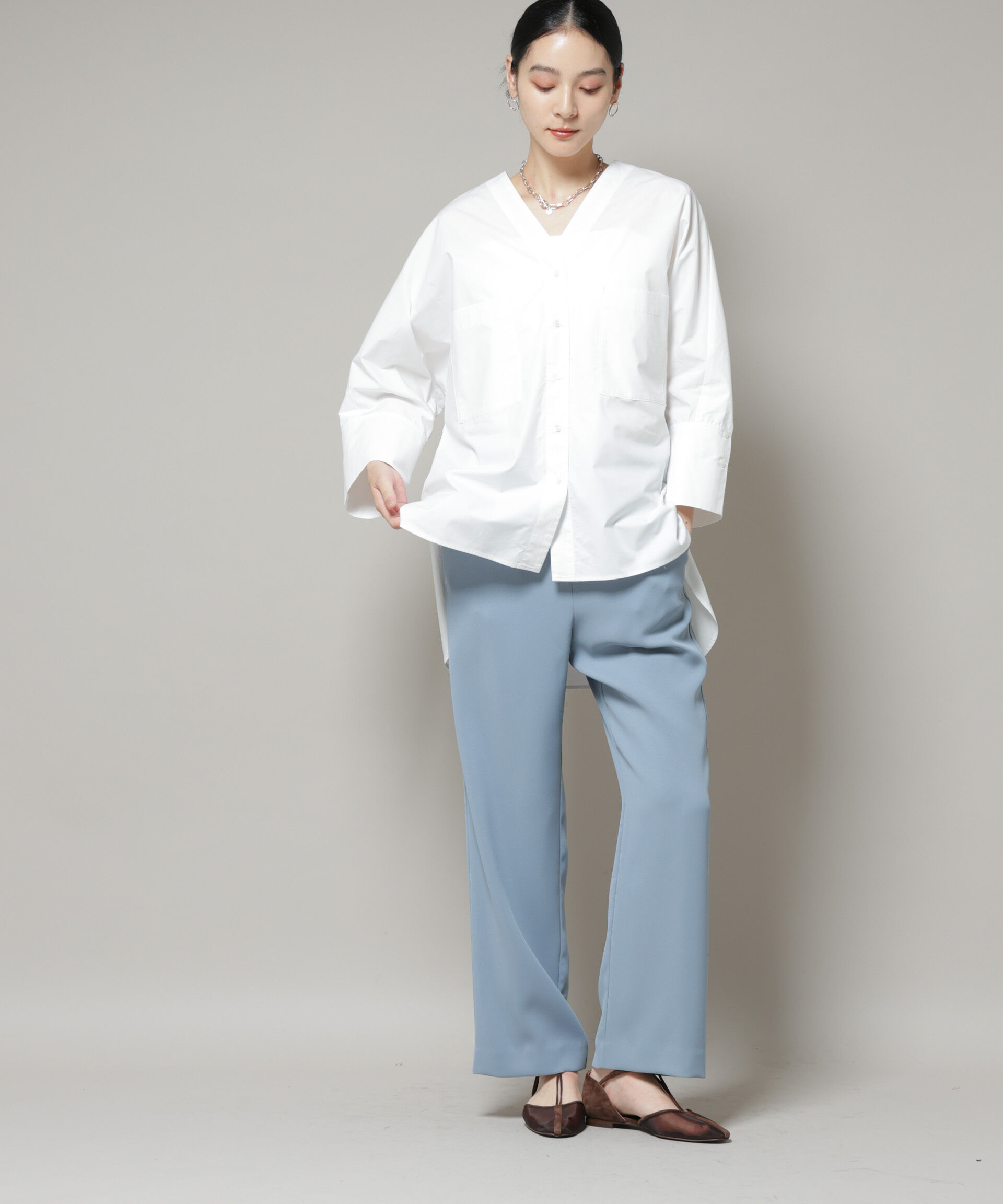 nano･universe「ダブルクロスノースリーブブラウス&times;パンツセットアップ」|ワンピース|