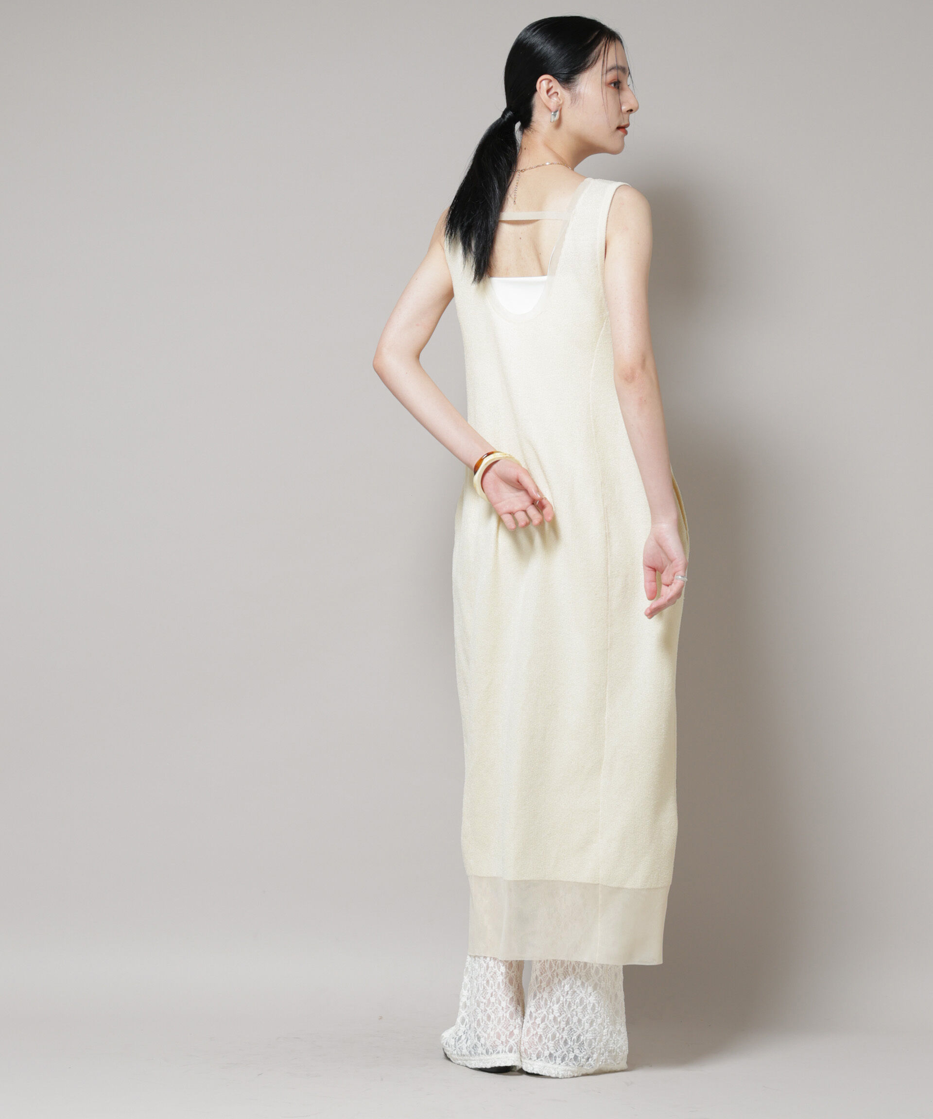 nano･universe「モール接結Uネックフォルムワンピース」|ワンピース|