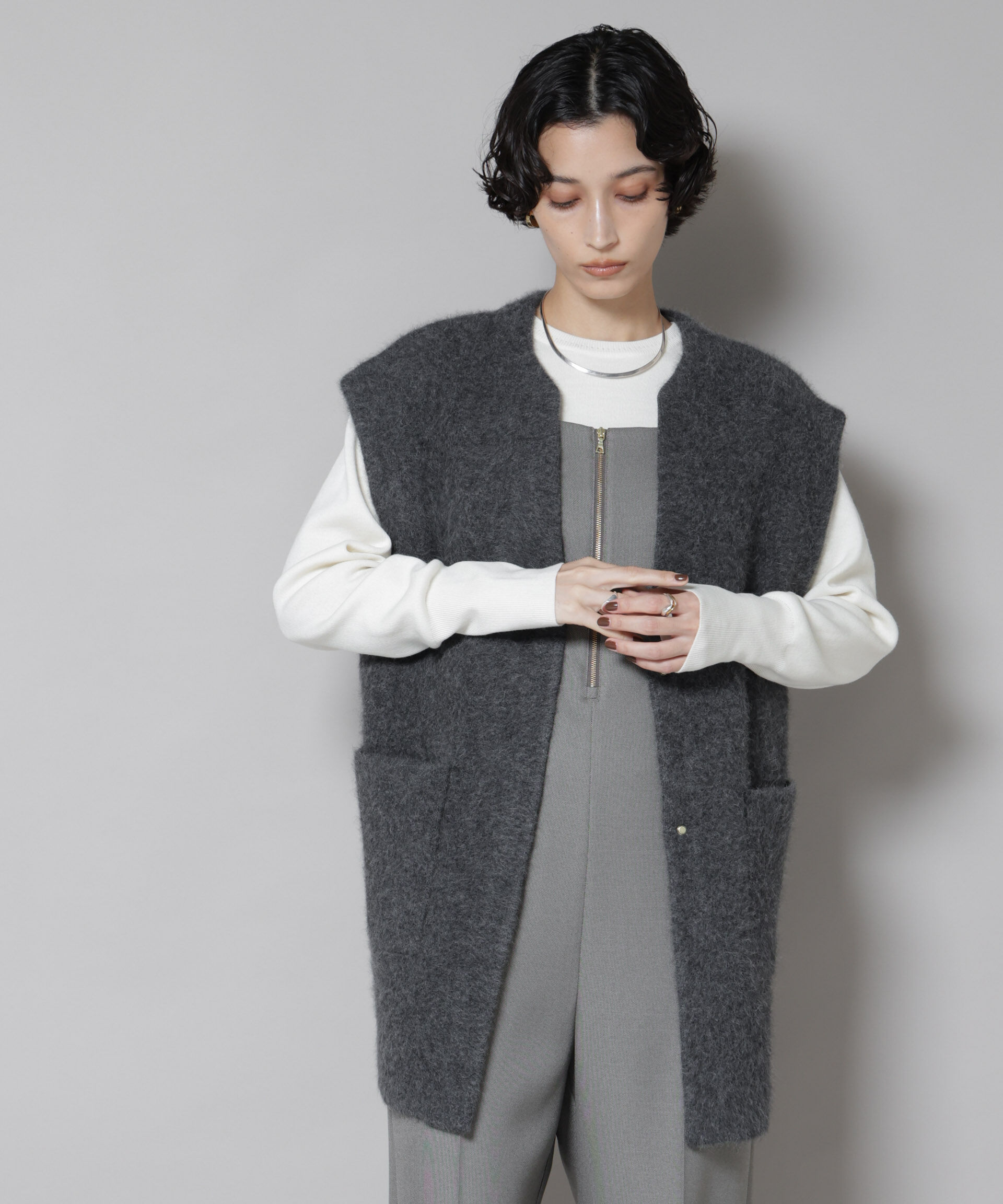 nano･universe「ウォッシャブルフォックスリバーニットジレ」|ニット・セーター|