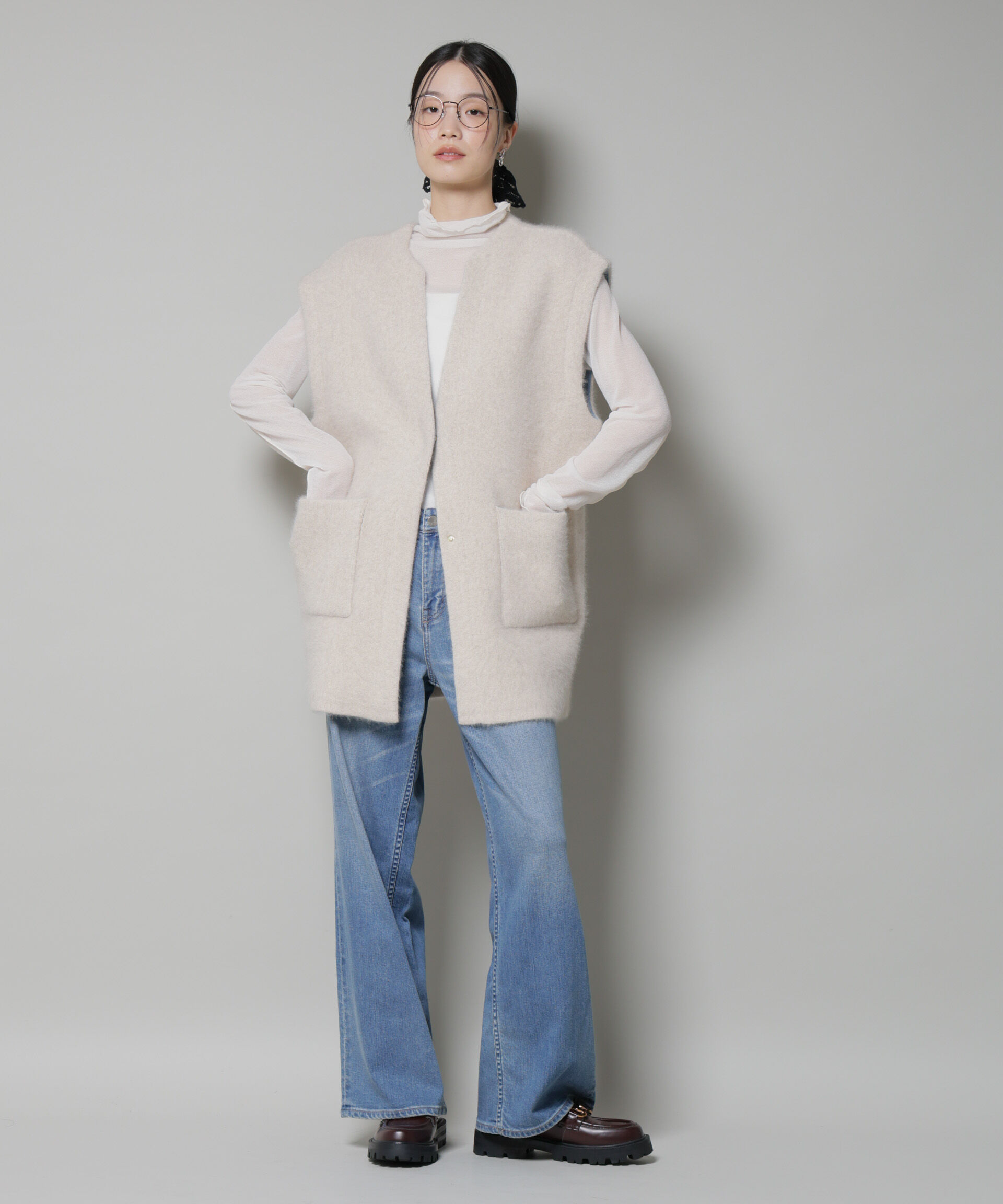 nano･universe「ウォッシャブルフォックスリバーニットジレ」|ニット・セーター|