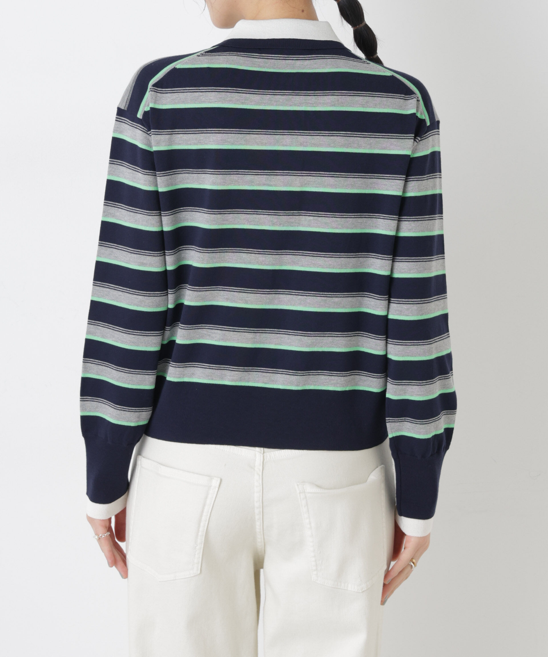 nano･universe「レイヤードライクボーダーポロニット」|ニット・セーター|