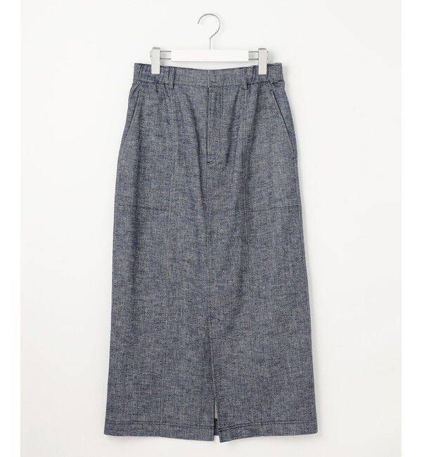 自由区「【洗える】コットンリネンシャンブレー スカート」|スカート|
