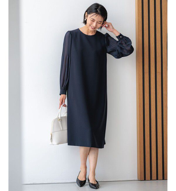 23区「【セットアップ対応】トリアセダブルジョーゼット シフォンスリーブ ワンピース」|ワンピース|