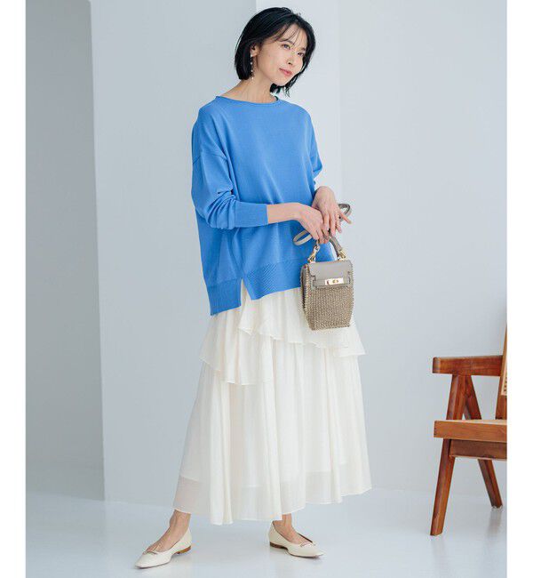 23区「【洗える】コットンポリエステルストレッチ オーバーサイズ ニット」|ニット・セーター|