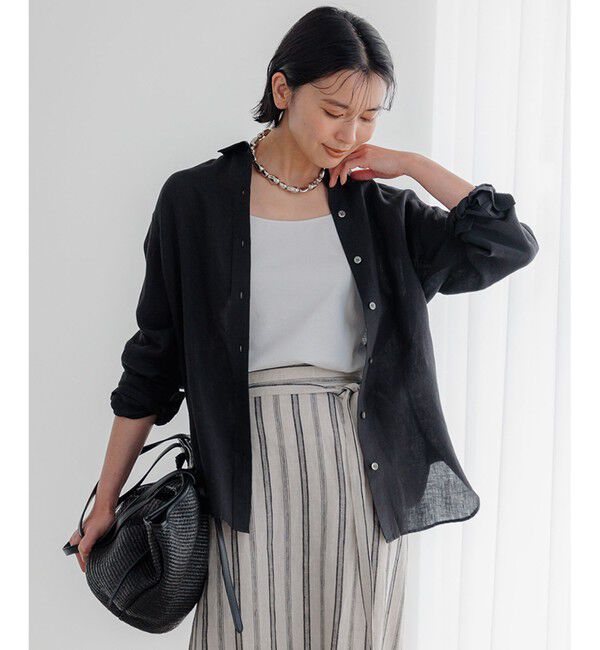 23区「【Oggi8月号掲載/洗える】LIBECO ベーシック シャツ」|シャツ・ブラウス|ブラック