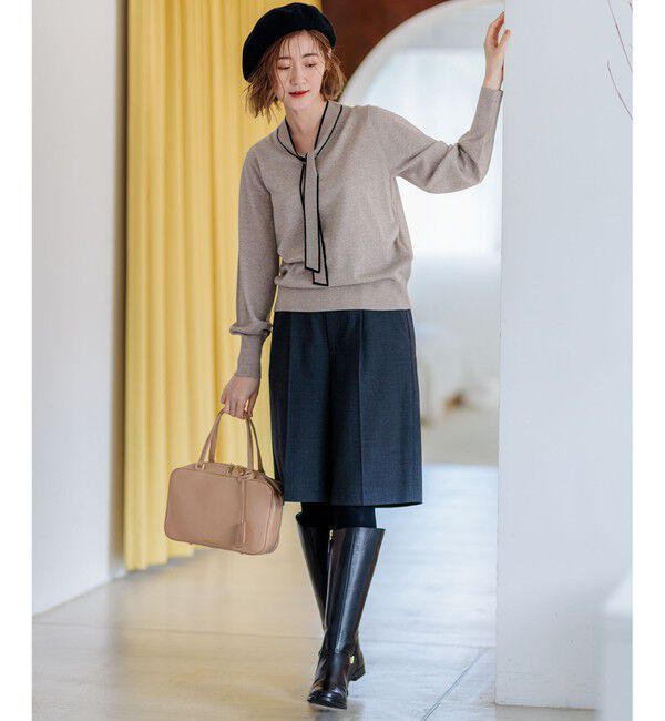 23区「【洗える】ウーステッドウール ボウタイ ニット」|ニット・セーター|