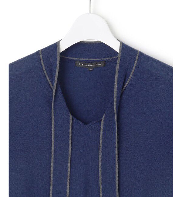 23区「【洗える】ウーステッドウール ボウタイ ニット」|ニット・セーター|