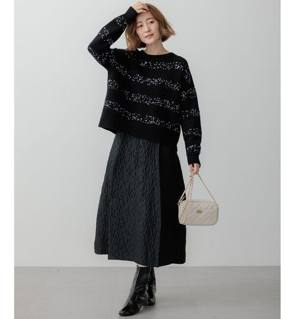 23区「【滝沢眞規子さん着用/一部店舗限定】スパングルボーダー ニット」|ニット・セーター|