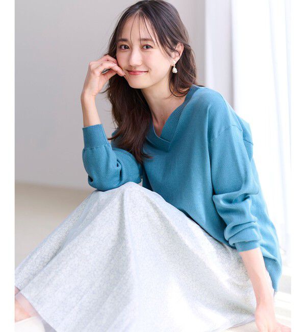 any SiS「【ウールブレンドシリーズ】フロント切替Vネック ニット」|ニット・セーター|