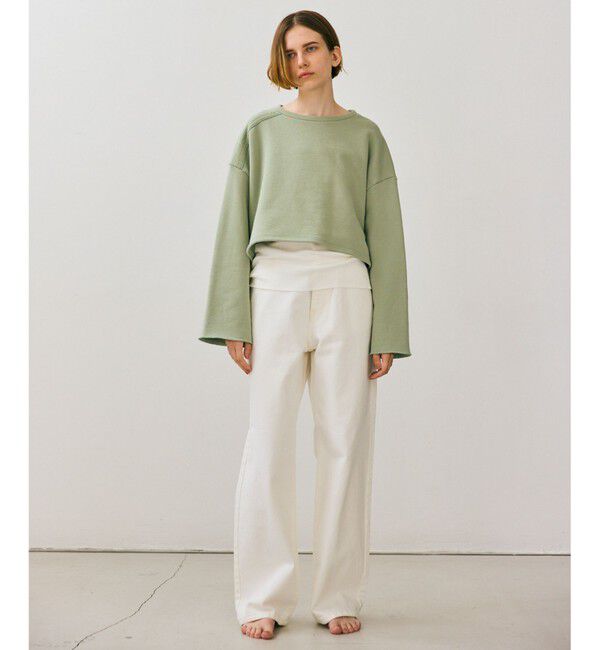 BEIGE,「【BEIGE,ecru/WEB限定・洗える】LOOP BACK / コットンスウェットクロップドトップス」|スウェット・ジャージ|