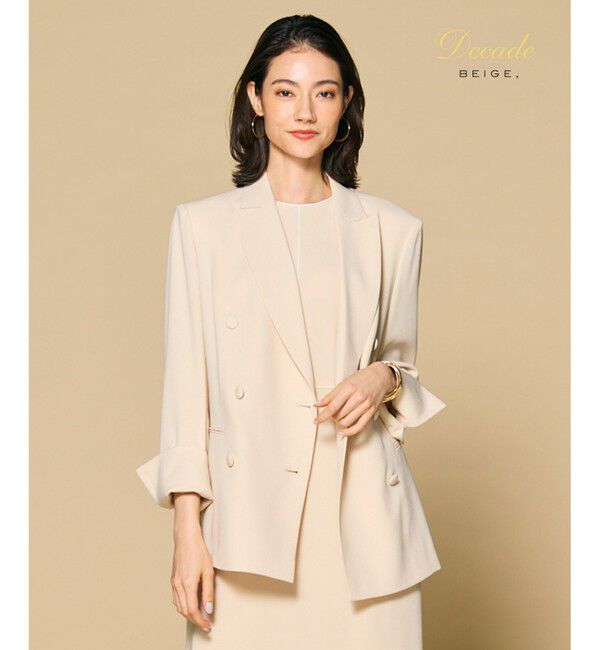 BEIGE,「【洗える】CINDY / ダブルブレストジャケット」|テーラードジャケット|Sheer Orange