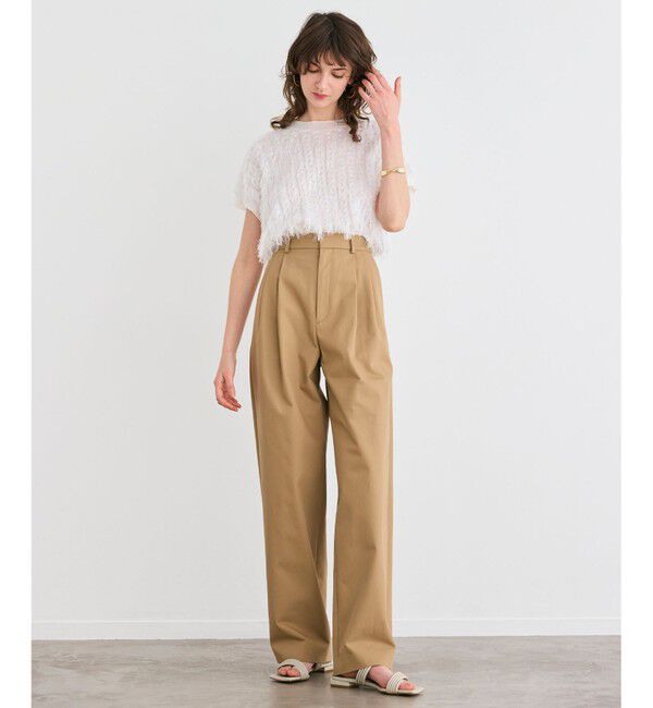 BEIGE,「【洗える】GAZANIA / コットンチノ2タックワイドパンツ」|チノ|