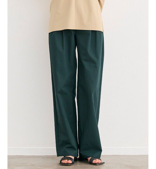 BEIGE,「【洗える】GAZANIA / コットンチノ2タックワイドパンツ」|チノ|Forest Green