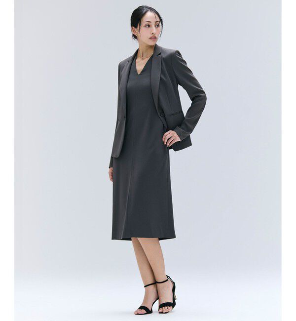 BEIGE,「【洗える・L-size】CINDY / Vネックハーフスリーブワンピース」|ワンピース|