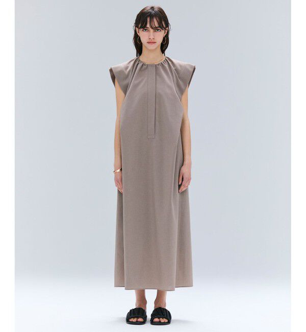 BEIGE,「【洗える/接触冷感/速乾/UVケア対応】BATEAU / フレンチスリーブAラインタックワンピース」|ワンピース|