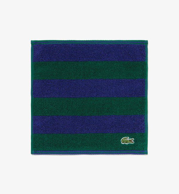 LACOSTE「ビッグボーダータオルハンカチ」|タオル|グリーン