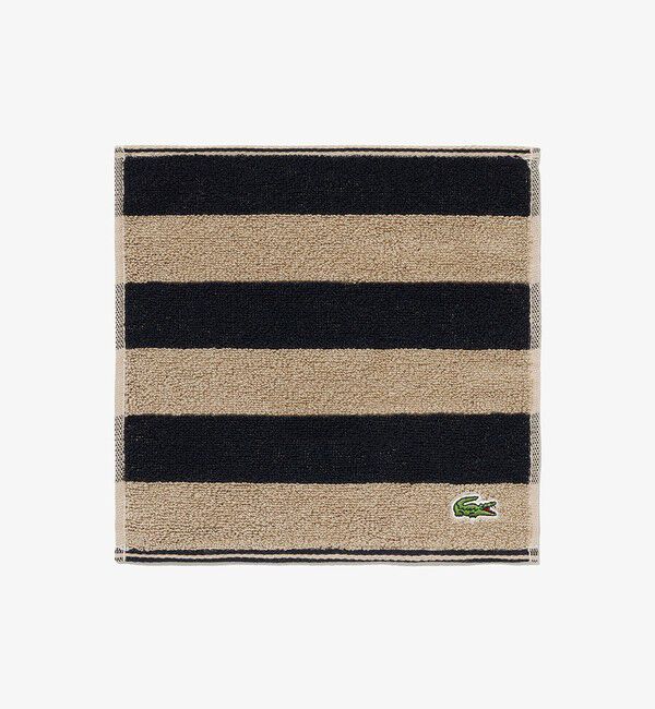 LACOSTE「ビッグボーダータオルハンカチ」|タオル|ベージュ