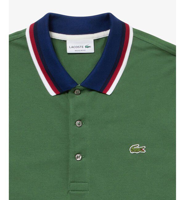 LACOSTE「配色ボーダーリブニット鹿の子地ポロシャツ」|ポロシャツ|