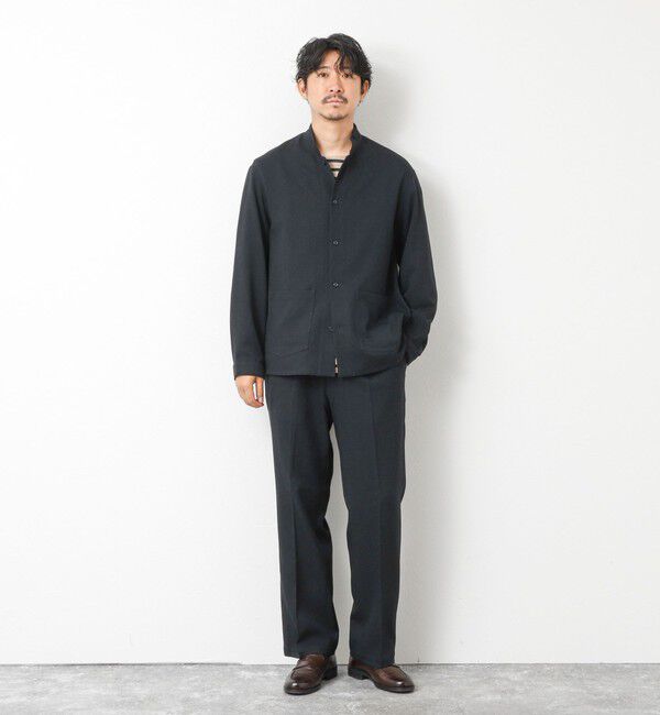 NOLLEY'S goodman「《セットアップ対応》LANATEC ウーステッドサージストレッチ マオカラーシャツブルゾン」|ブルゾン・スタジャン|