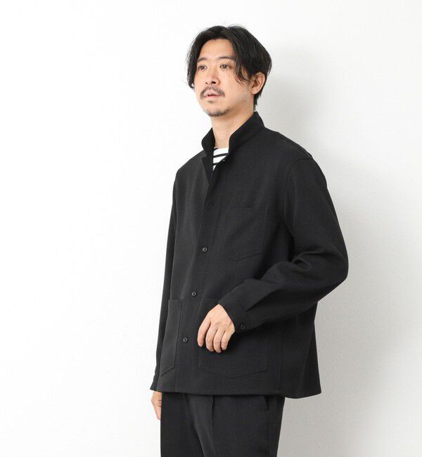 NOLLEY'S goodman「《セットアップ対応》LANATEC ウーステッドサージストレッチ マオカラーシャツブルゾン」|ブルゾン・スタジャン|