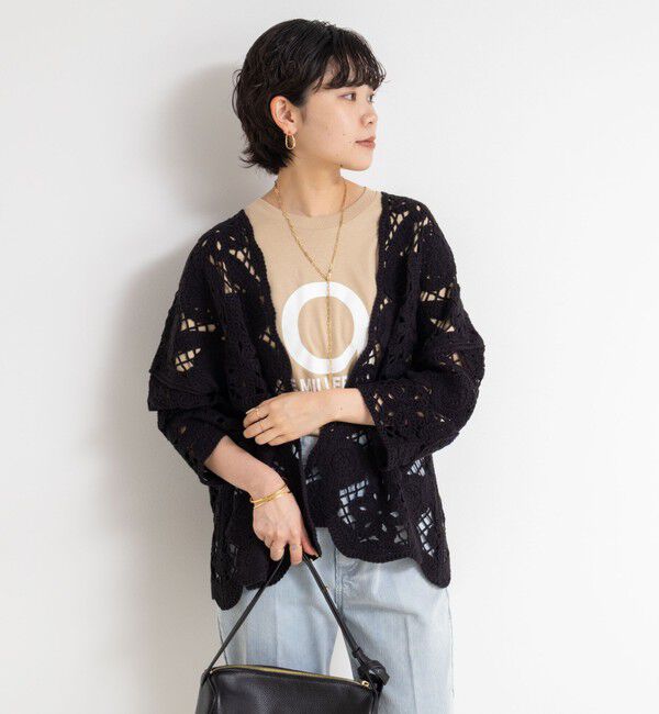 Rie Miller「《手洗い可能》レース刺繍7分袖ボレロ」|カーディガン|