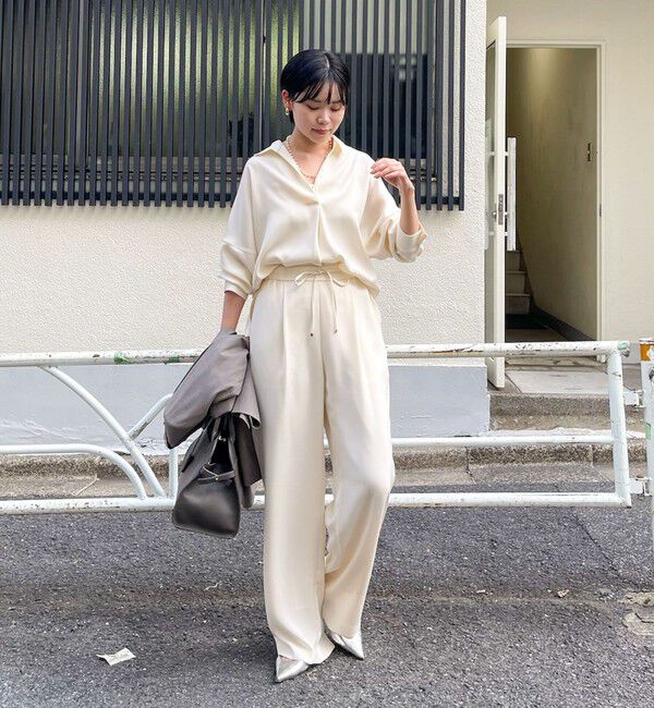 NOLLEY'S sophi「《セットアップ対応》ウォッシャブルダブルクロスサテンイージーワイドパンツ」|その他|