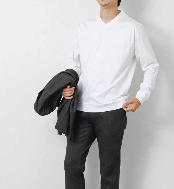 NOLLEY'S goodman「《ビジカジ対応》シルケットスムースドレスL/S V Tシャツ 25AW」|Tシャツ・カットソー|